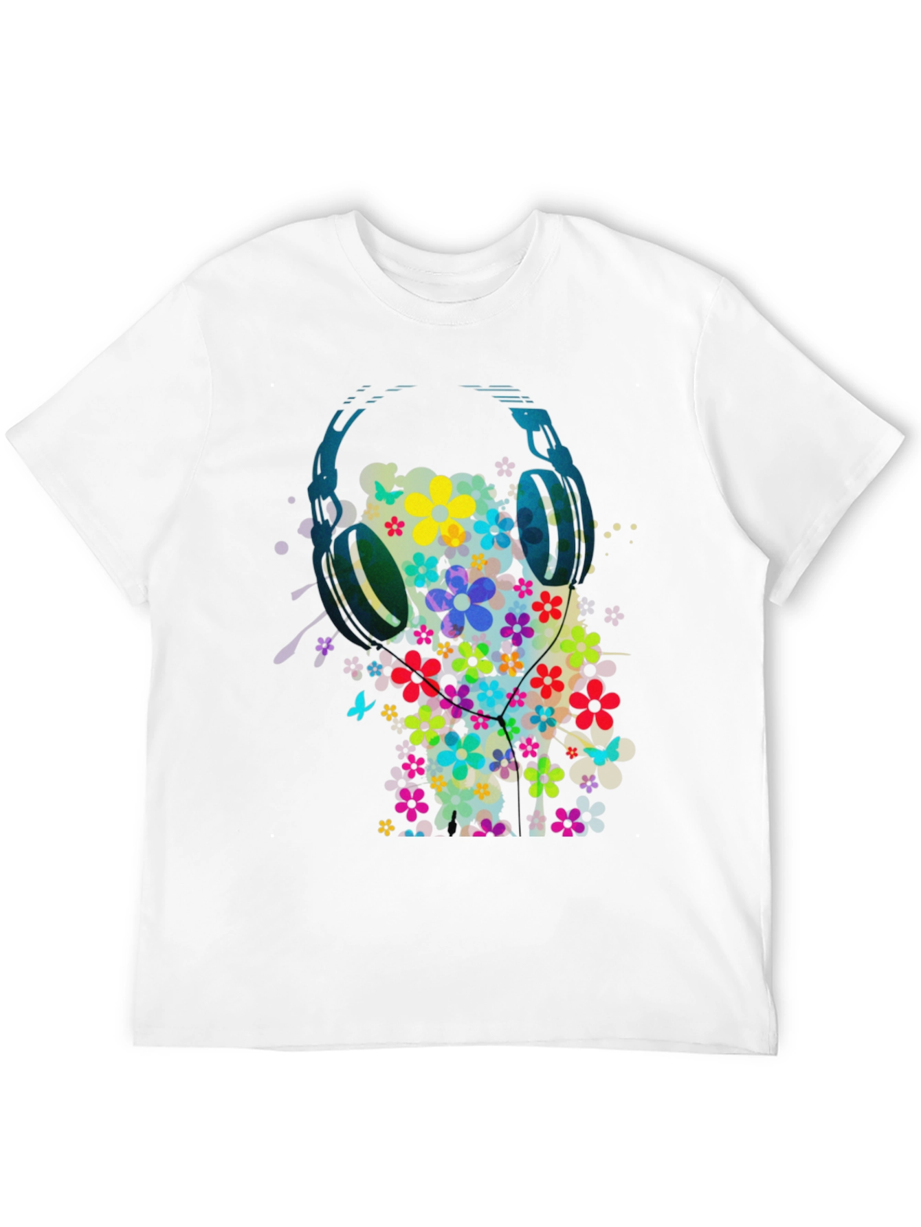 Floral Headphone Graphic Tee - Music Lovers T-Shirt