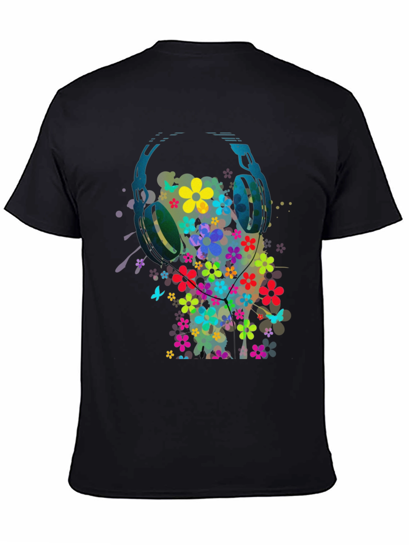 Floral Headphone Graphic Tee - Music Lovers T-Shirt