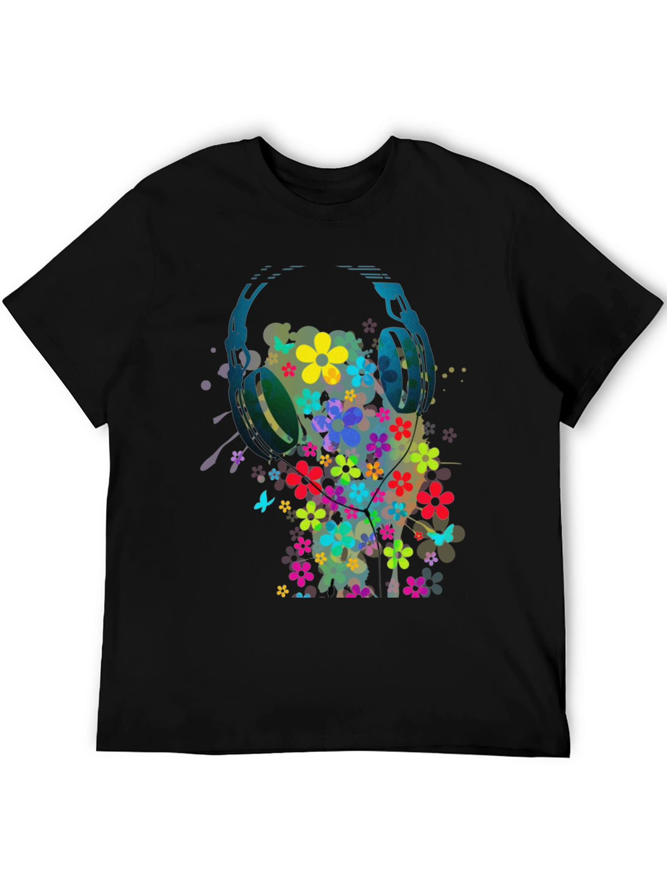 Floral Headphone Graphic Tee - Music Lovers T-Shirt