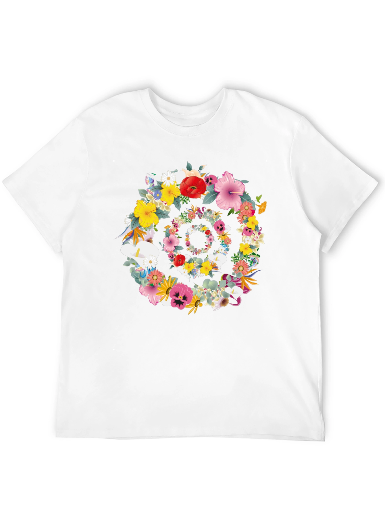 Floral Spiral Graphic Tee - Black Unisex T-Shirt