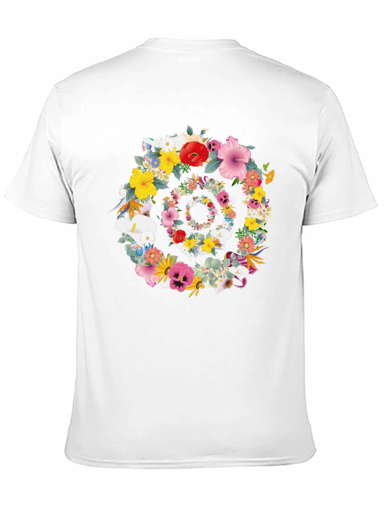 Floral Spiral Graphic Tee - Black Unisex T-Shirt
