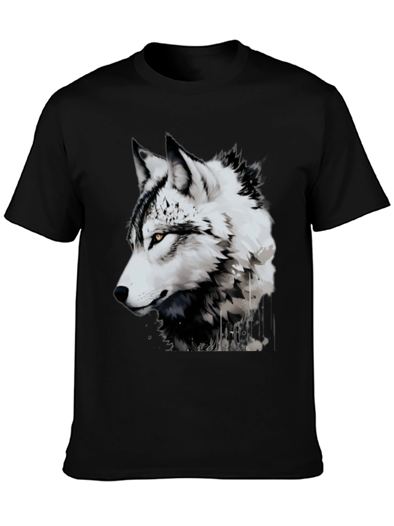 Wolf Graphic Tee - Black Animal Print T-Shirt