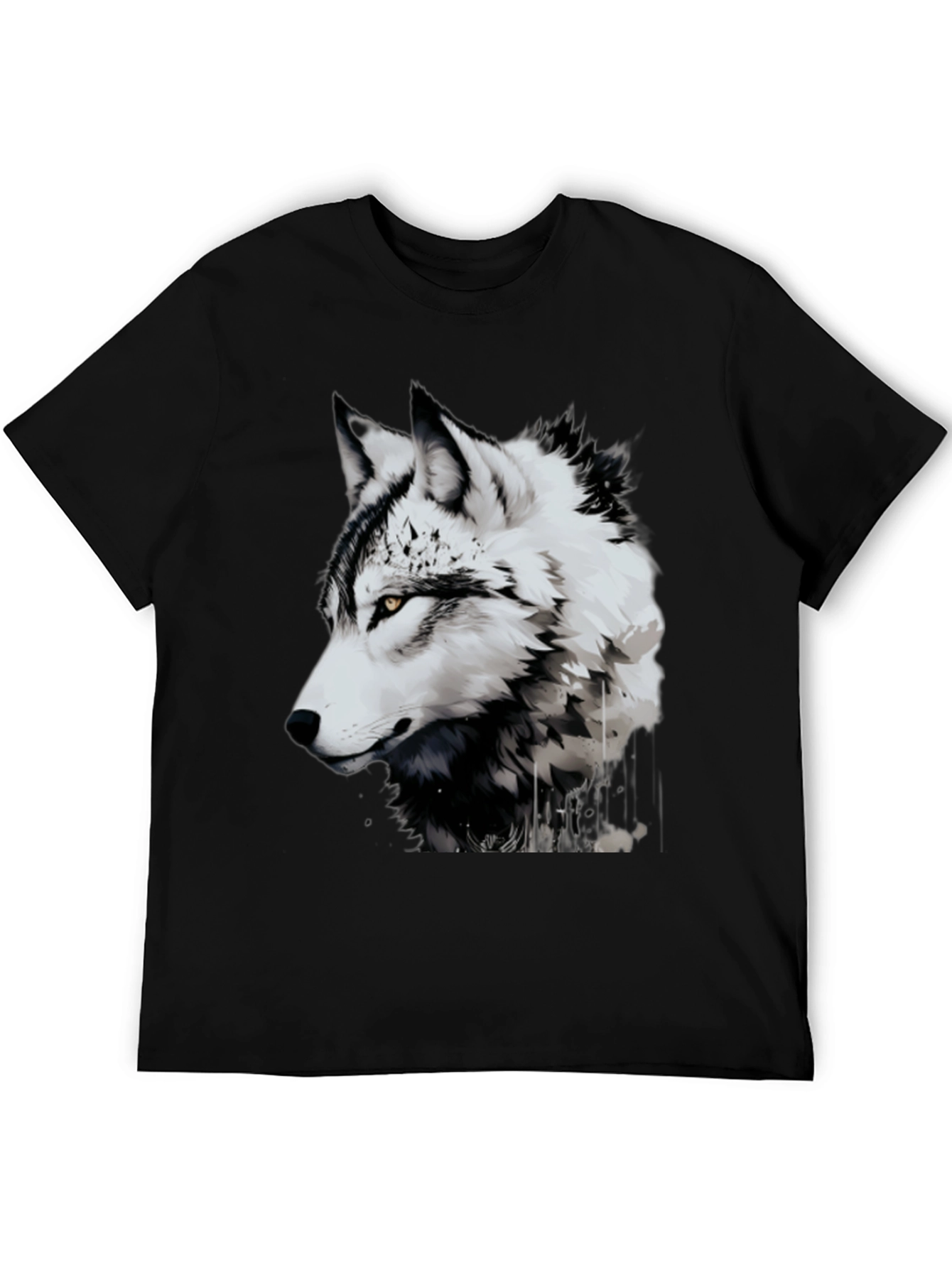 Wolf Graphic Tee - Black Animal Print T-Shirt