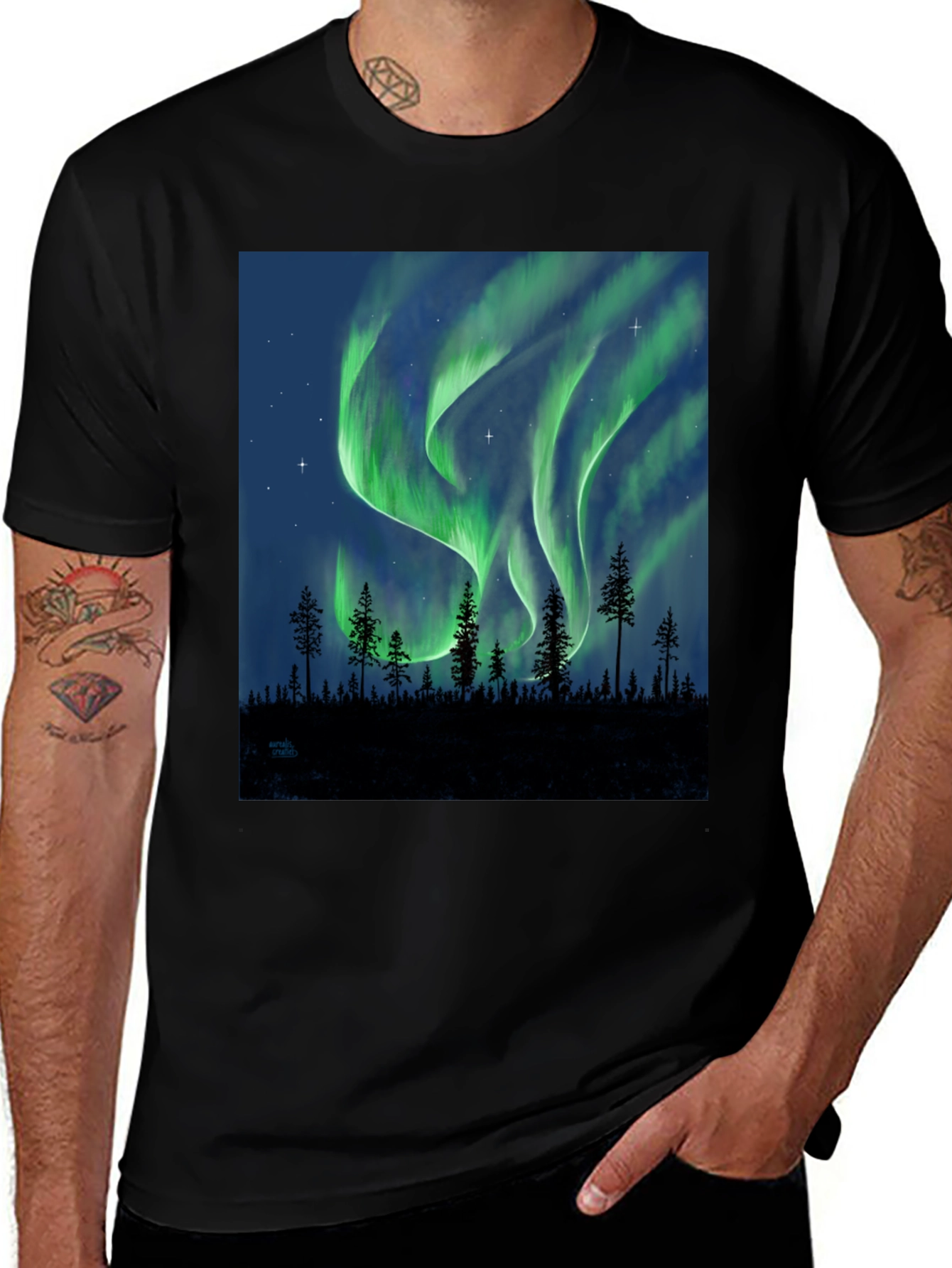 Aurora Borealis Forest T-Shirt