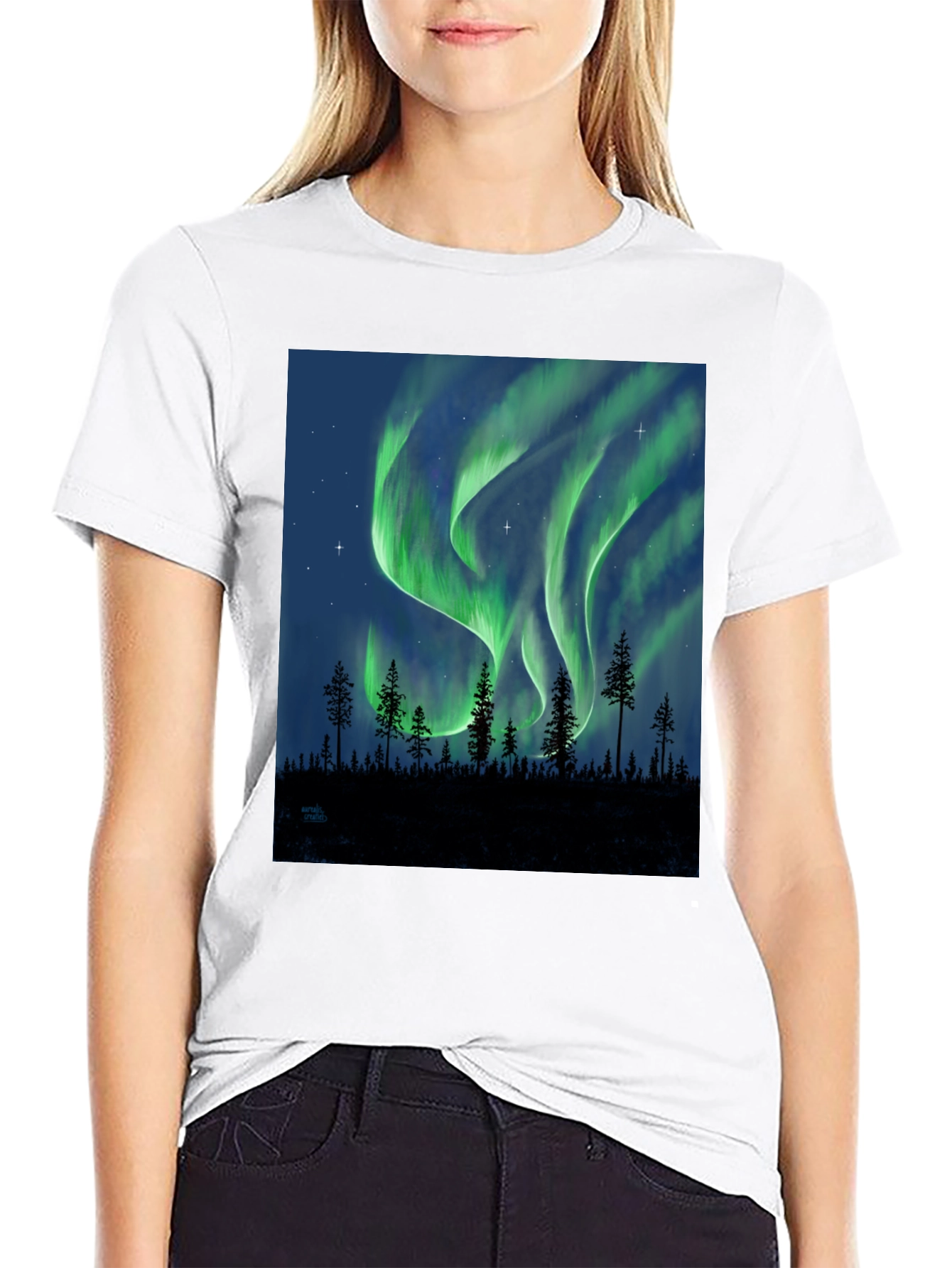 Aurora Borealis Forest T-Shirt