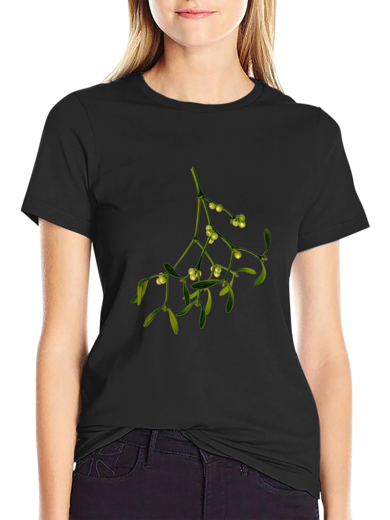Mistletoe Graphic Black T-Shirt