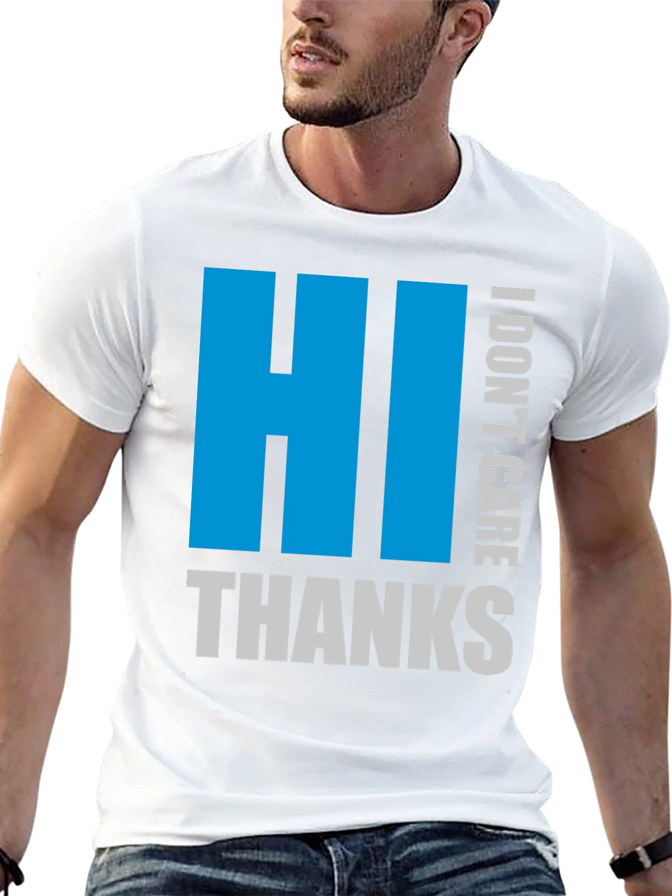 HI I DONT CARE THANKS Black Tee
