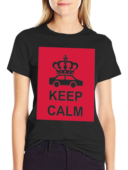 Keep Calm Crown Car Black Graphic T-Shirt