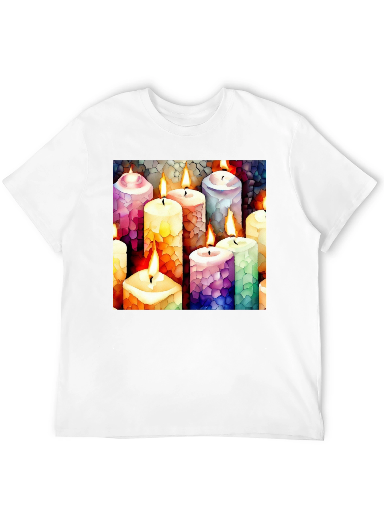 Artistic Candle Print Black T-Shirt
