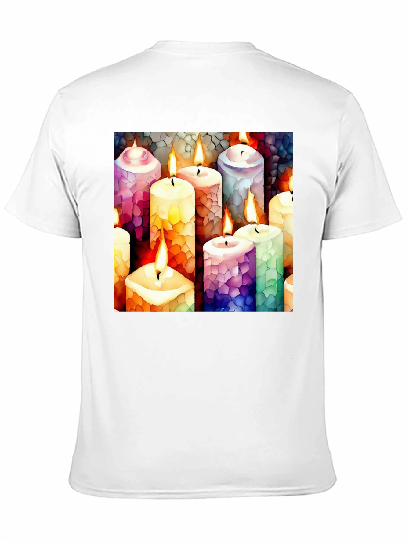 Artistic Candle Print Black T-Shirt