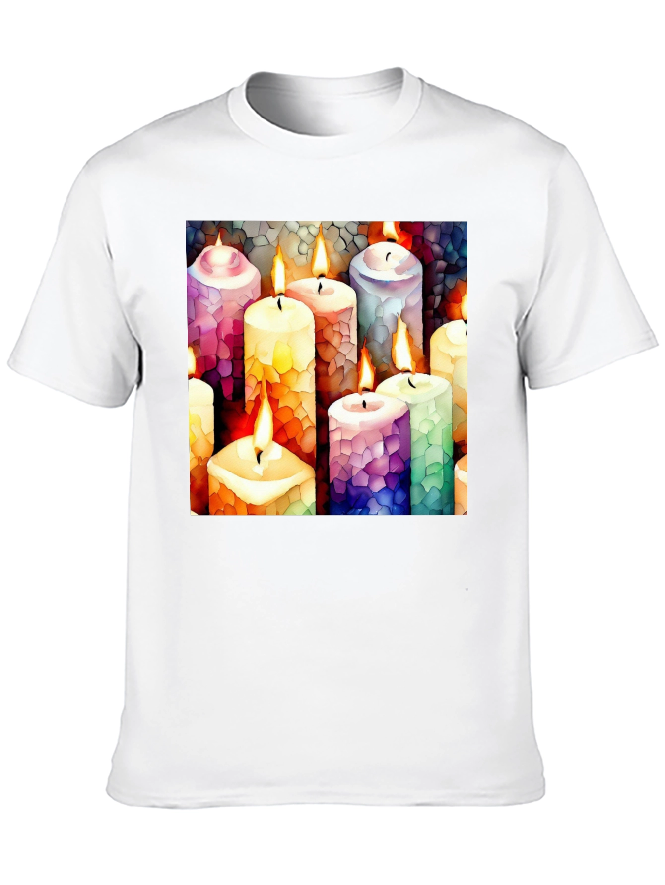 Artistic Candle Print Black T-Shirt