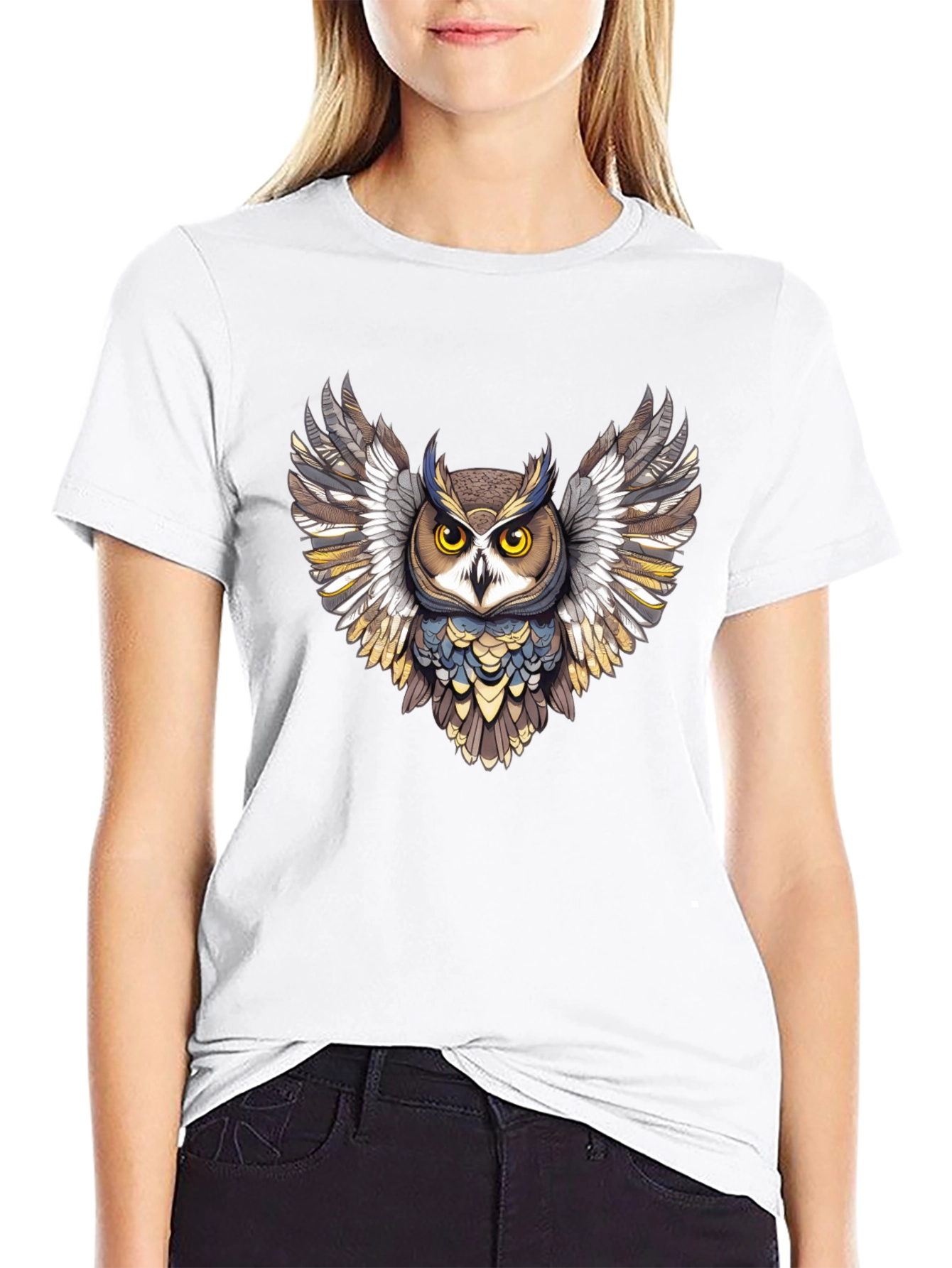 Owl Graphic Print Mens Black T-Shirt