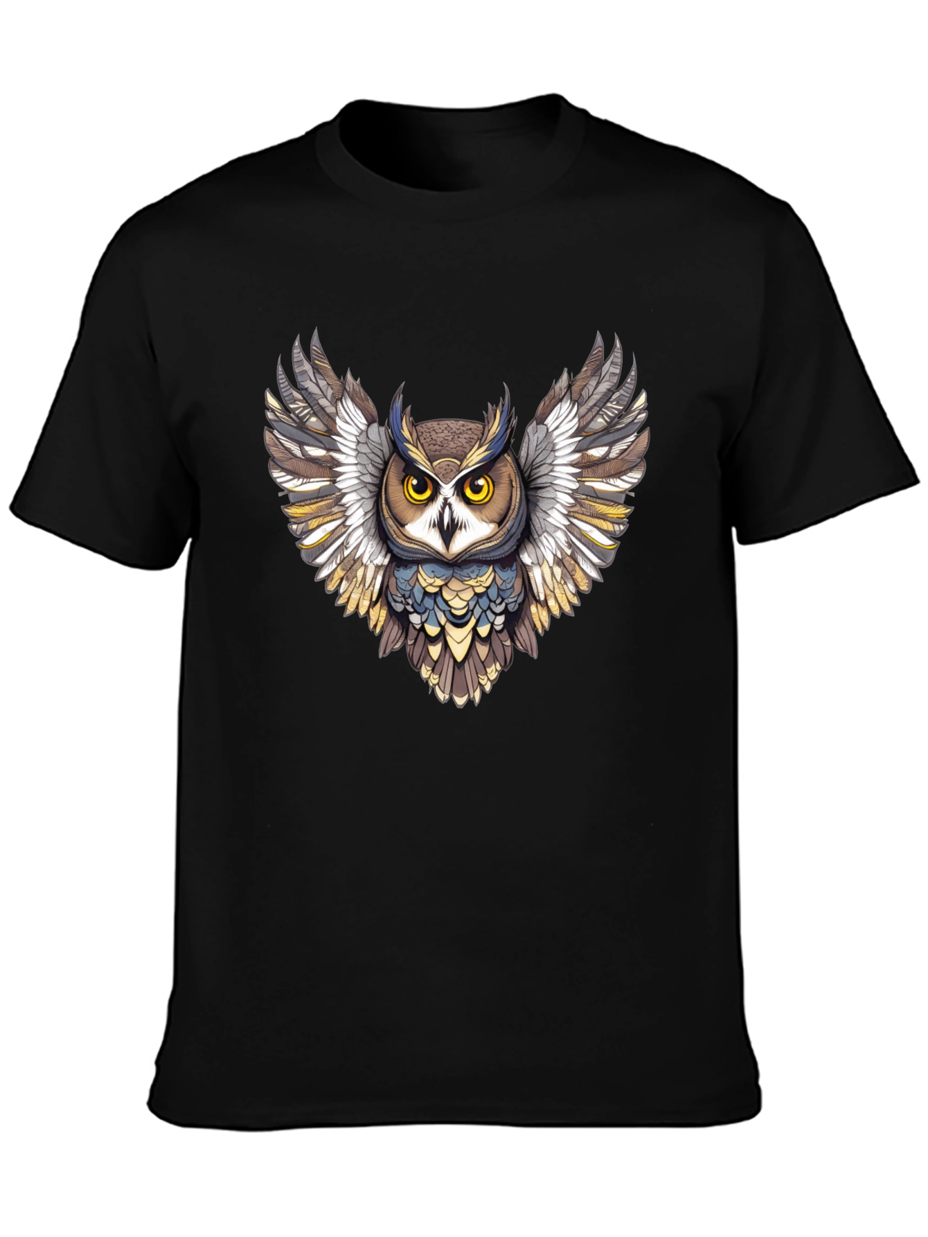 Owl Graphic Print Mens Black T-Shirt
