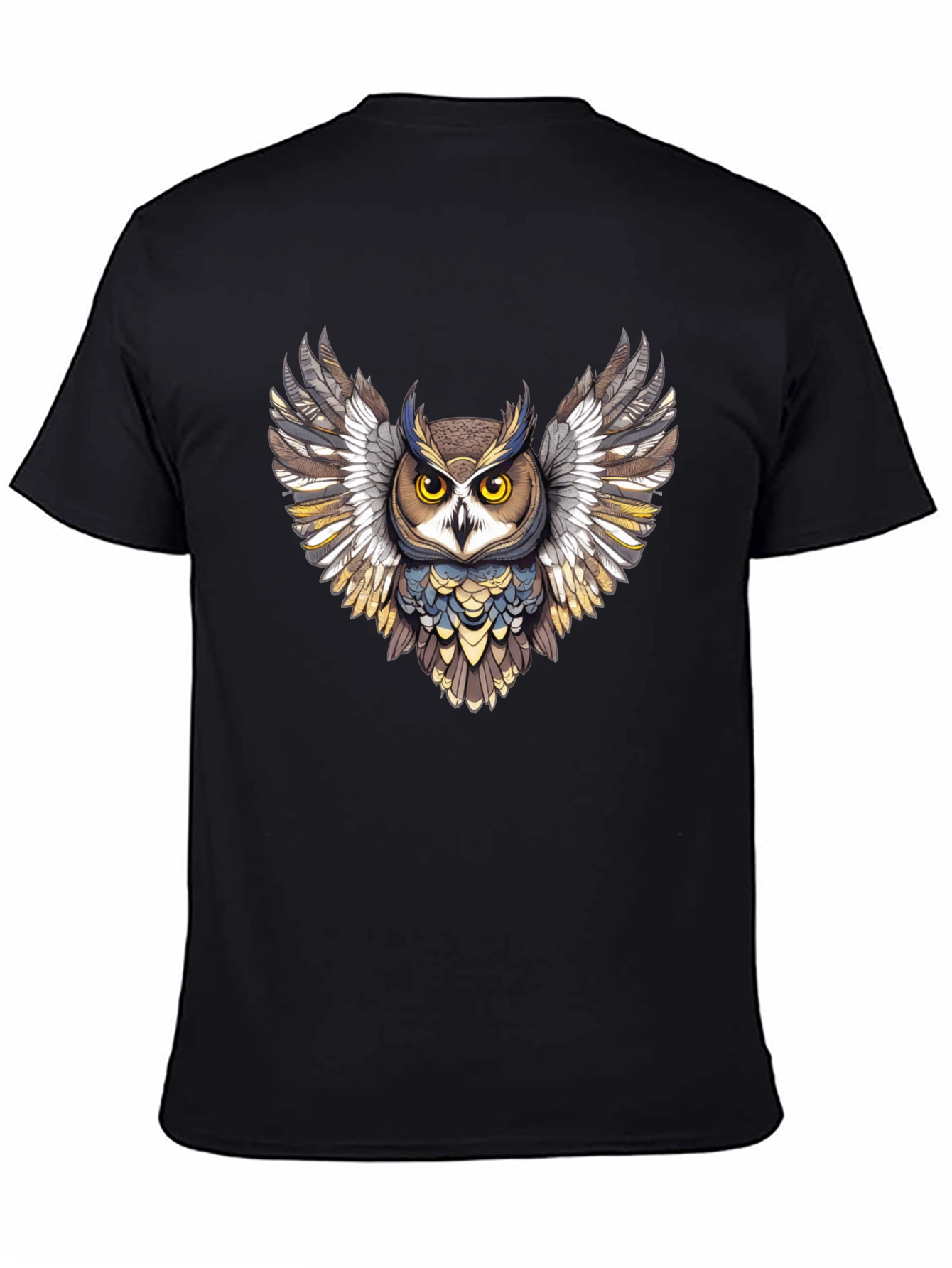 Owl Graphic Print Mens Black T-Shirt