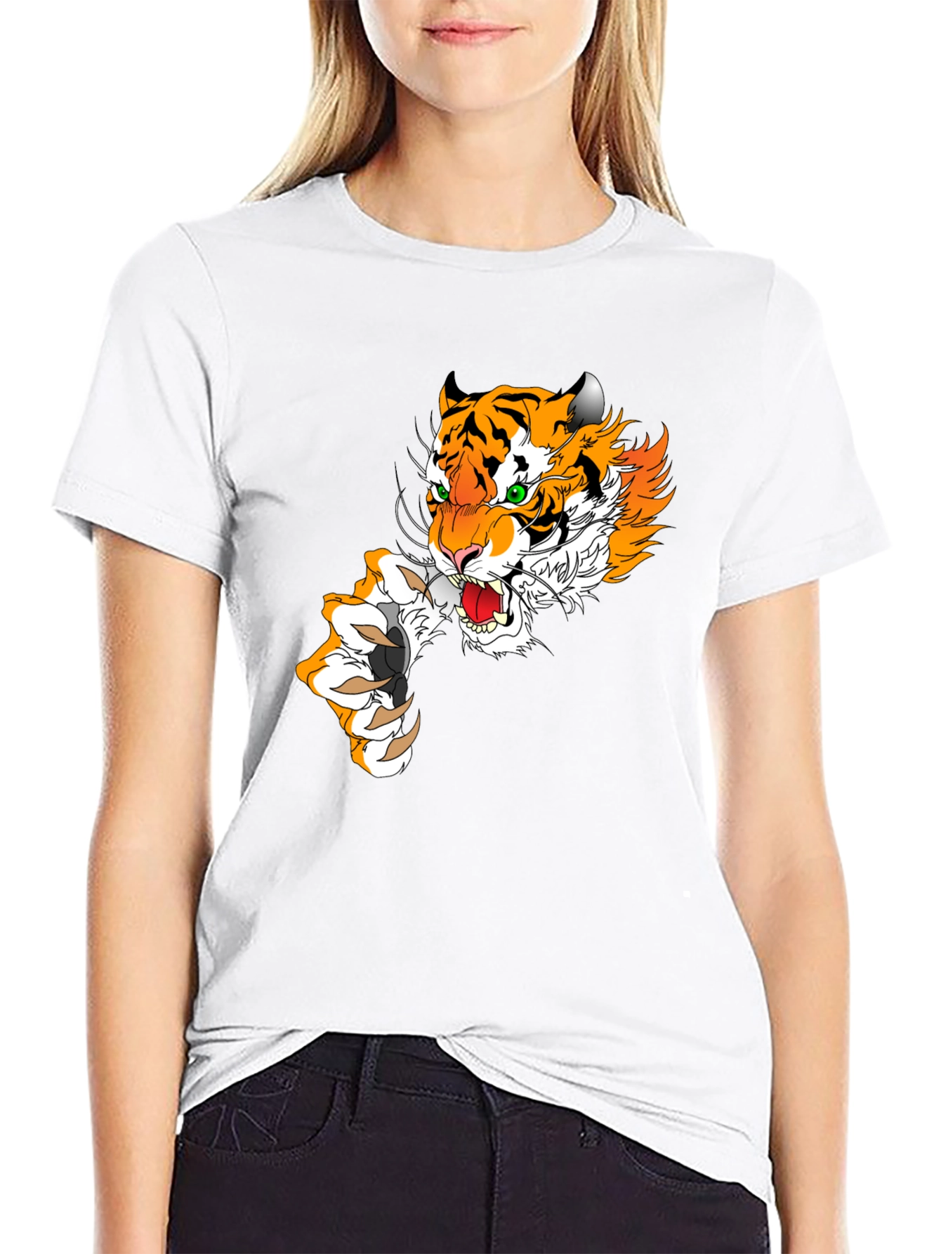 Tiger Graphic Print Mens T-Shirt - Black