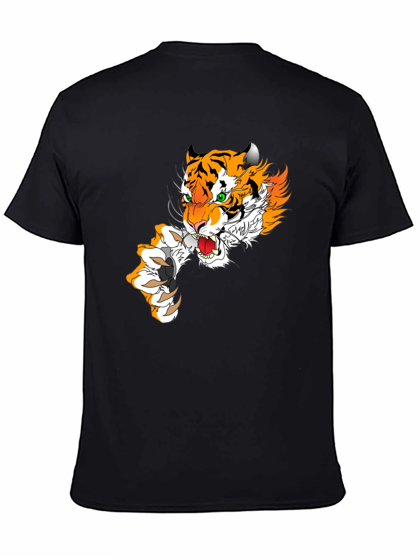 Tiger Graphic Print Mens T-Shirt - Black