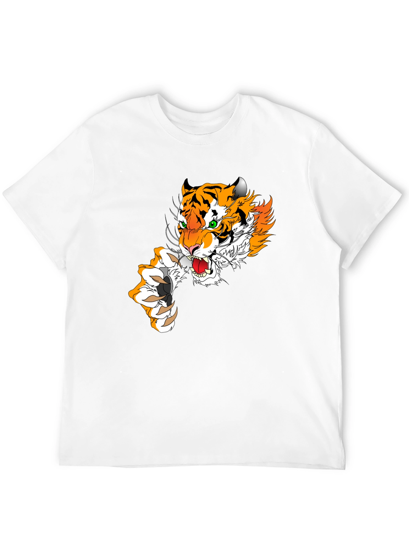 Tiger Graphic Print Mens T-Shirt - Black