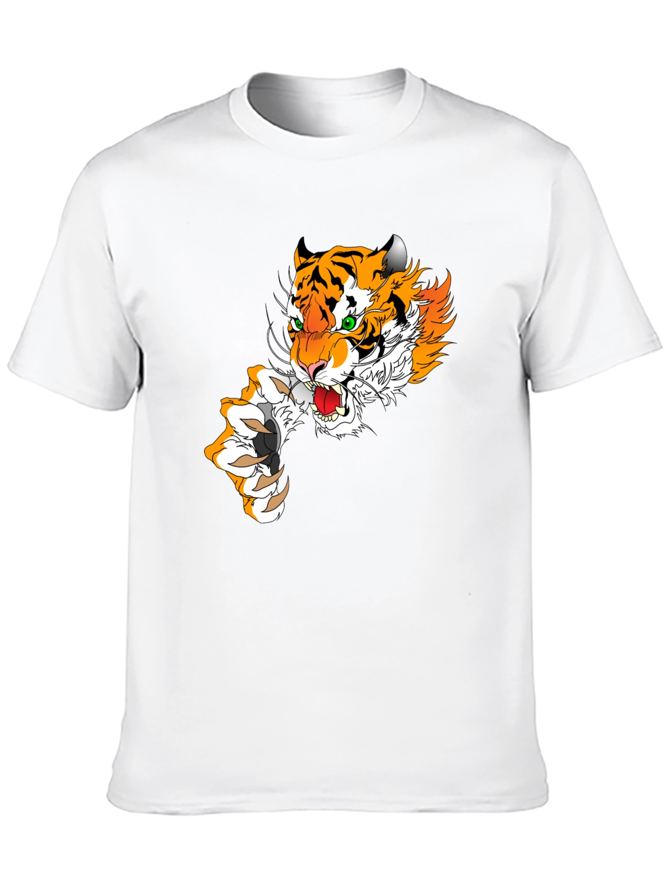 Tiger Graphic Print Mens T-Shirt - Black