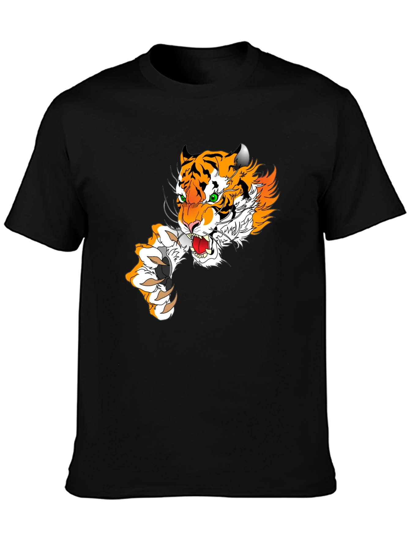 Tiger Graphic Print Mens T-Shirt - Black