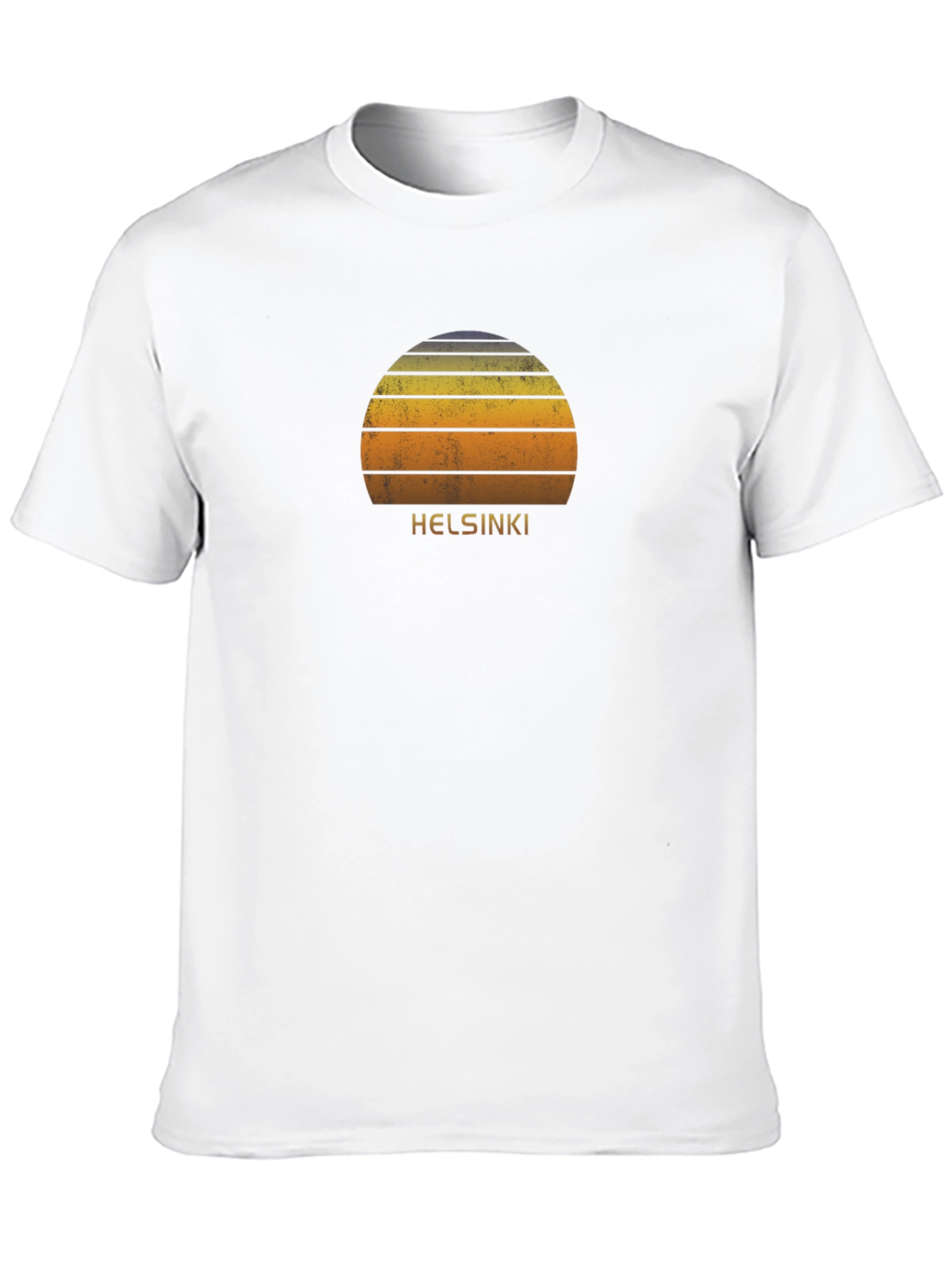 Retro Helsinki Sunset Graphic T-Shirt - Black