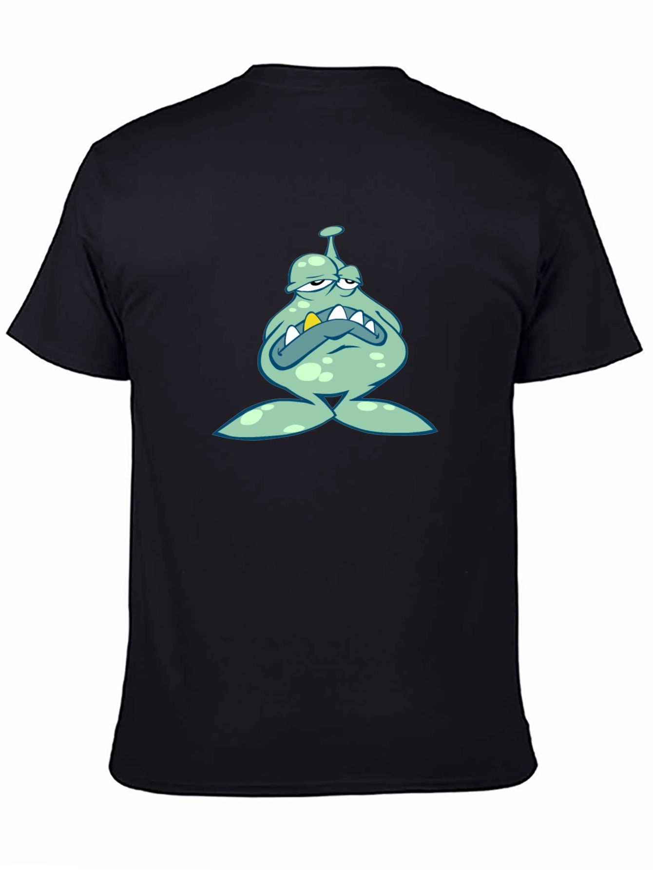 Grumpy Cartoon Monster Graphic Black T-Shirt