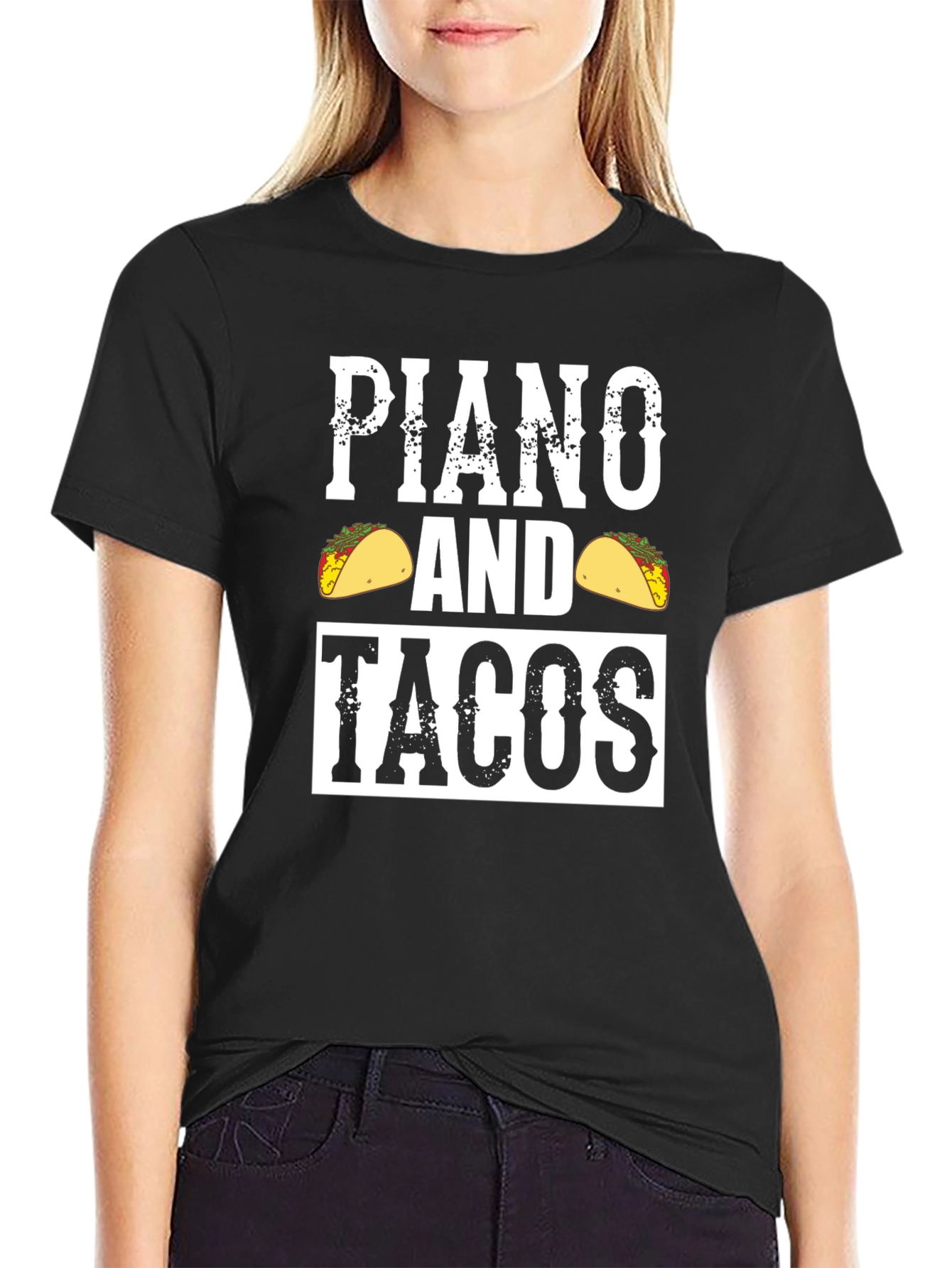 Piano and Tacos Graphic Tee - Novelty Mens T-Shirt