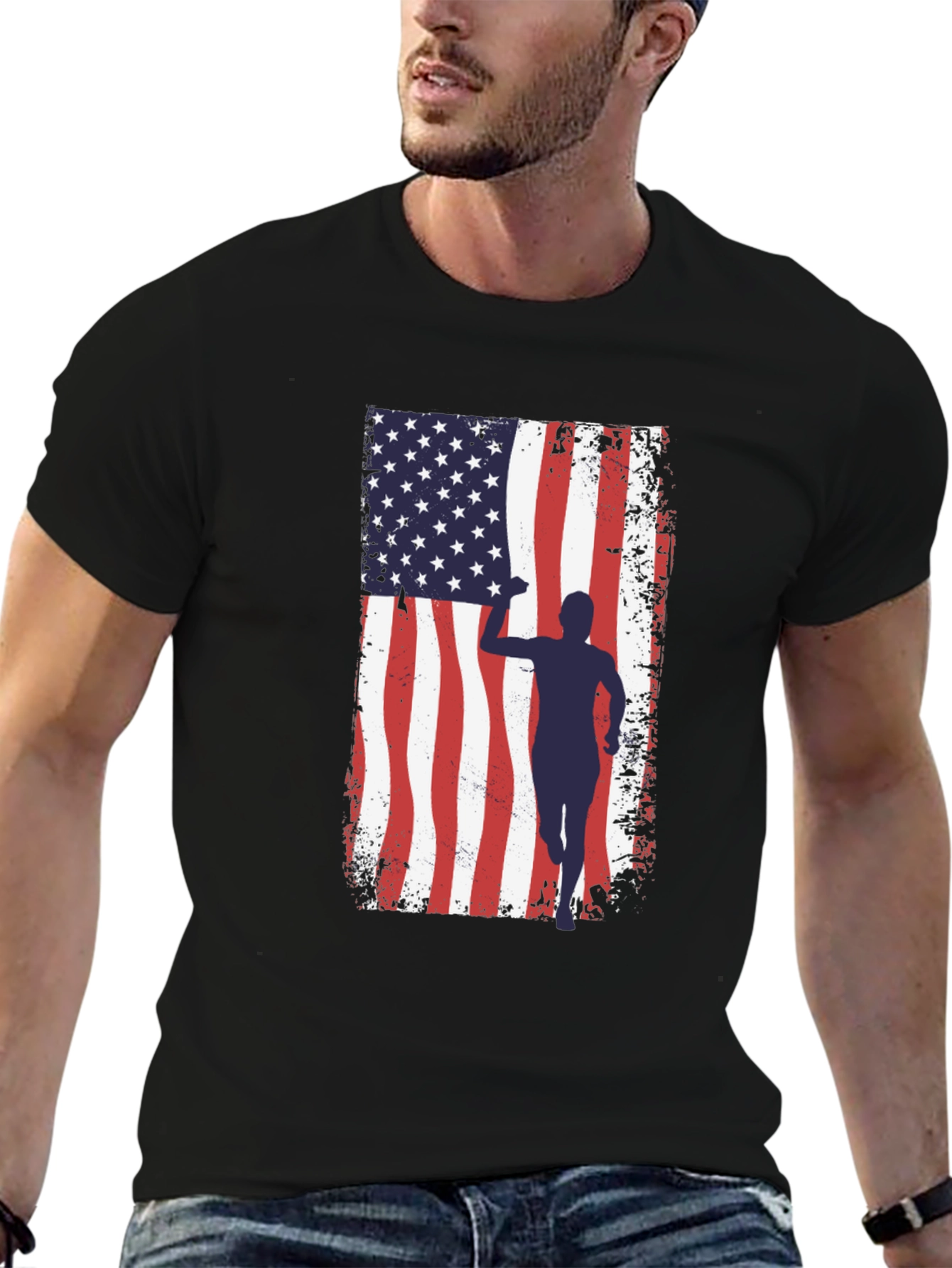 American Flag Runner Graphic Tee