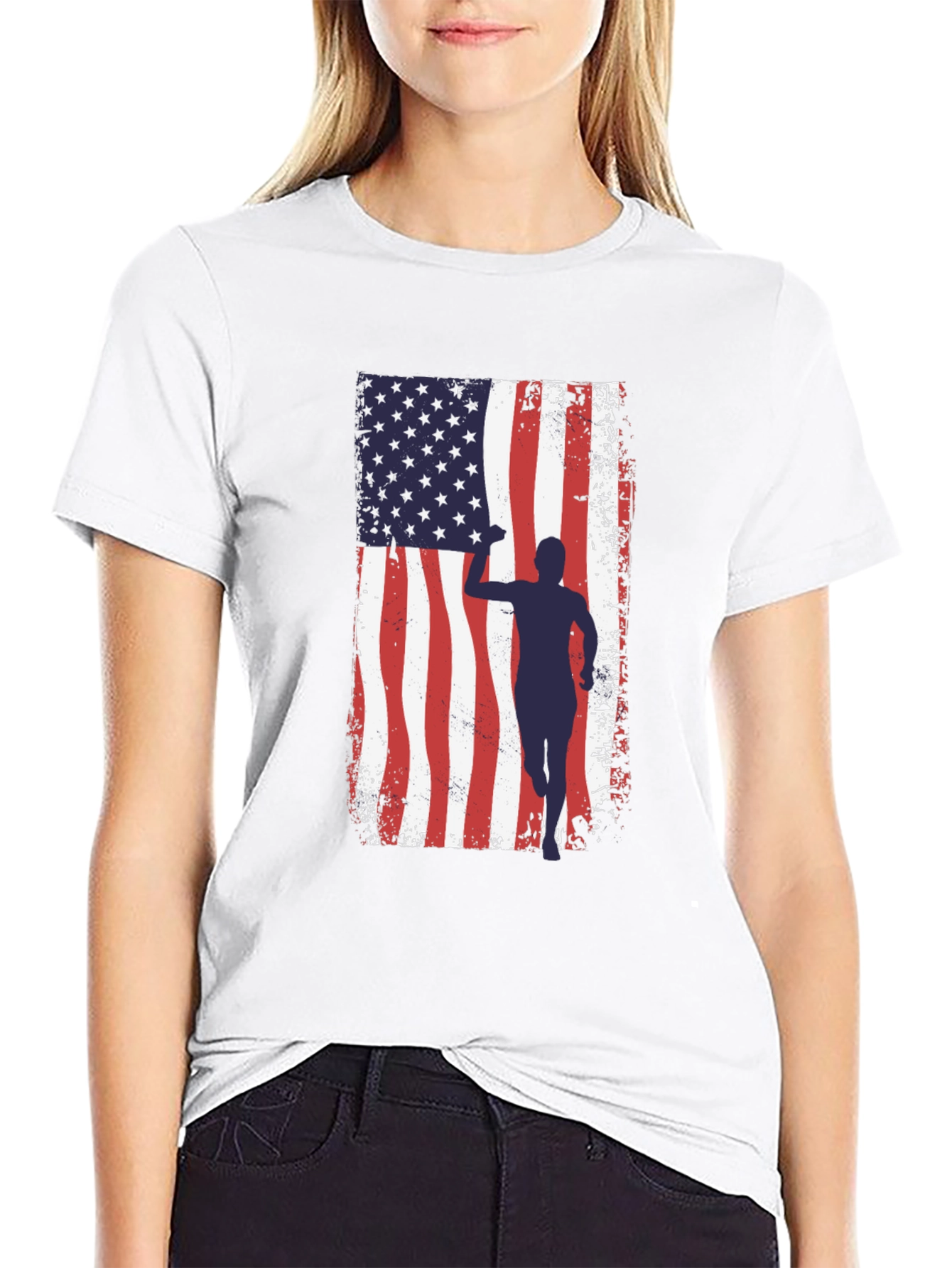 American Flag Runner Graphic Tee