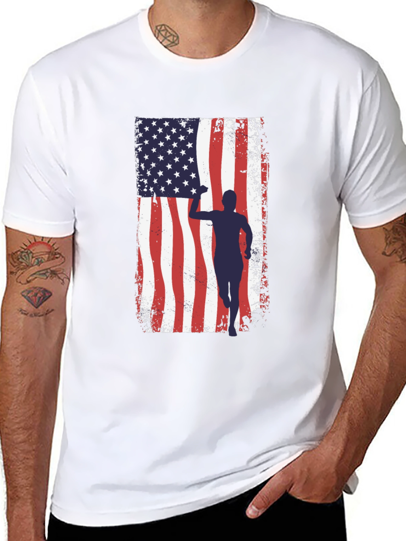 American Flag Runner Graphic Tee
