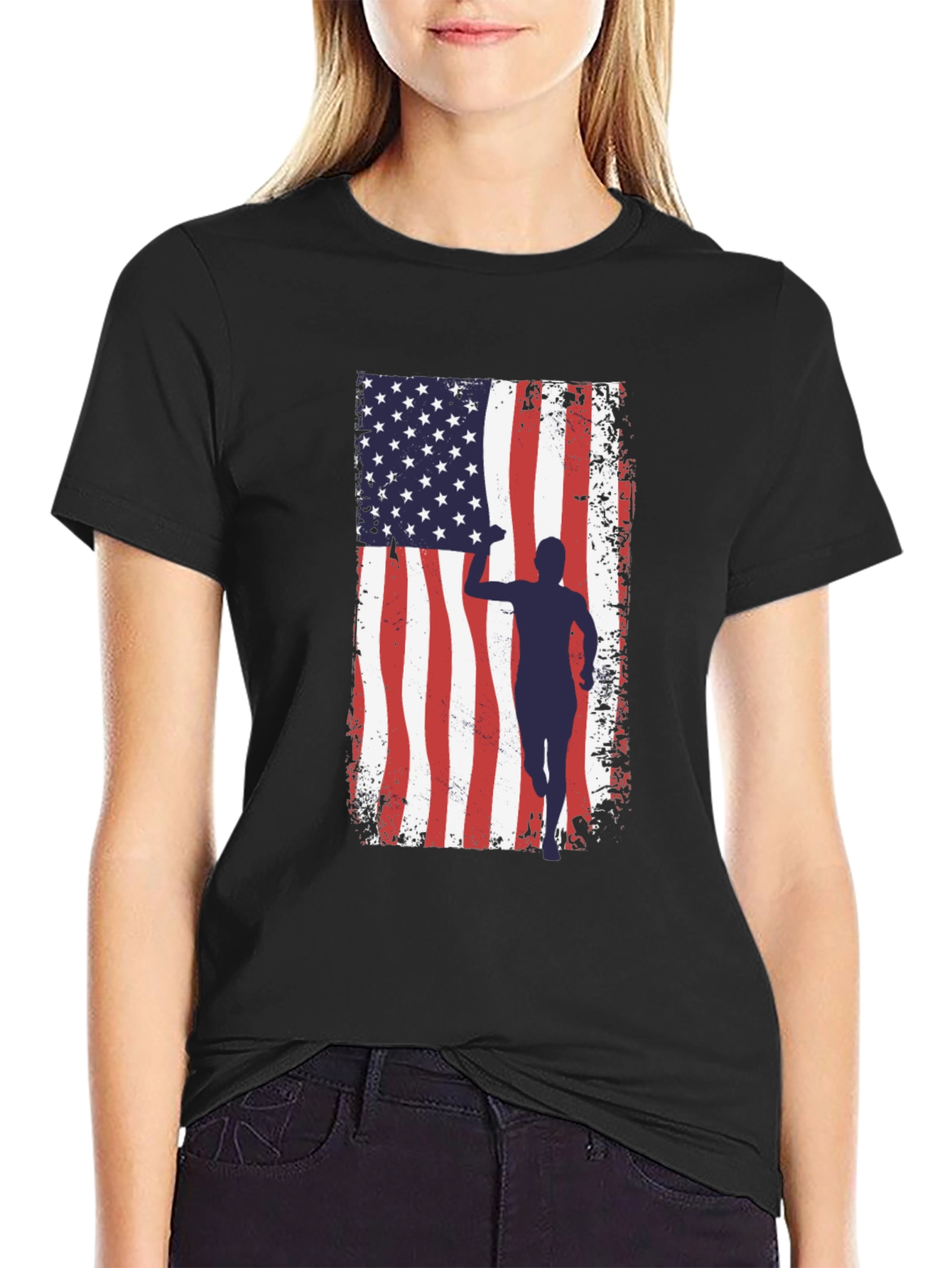 American Flag Runner Graphic Tee
