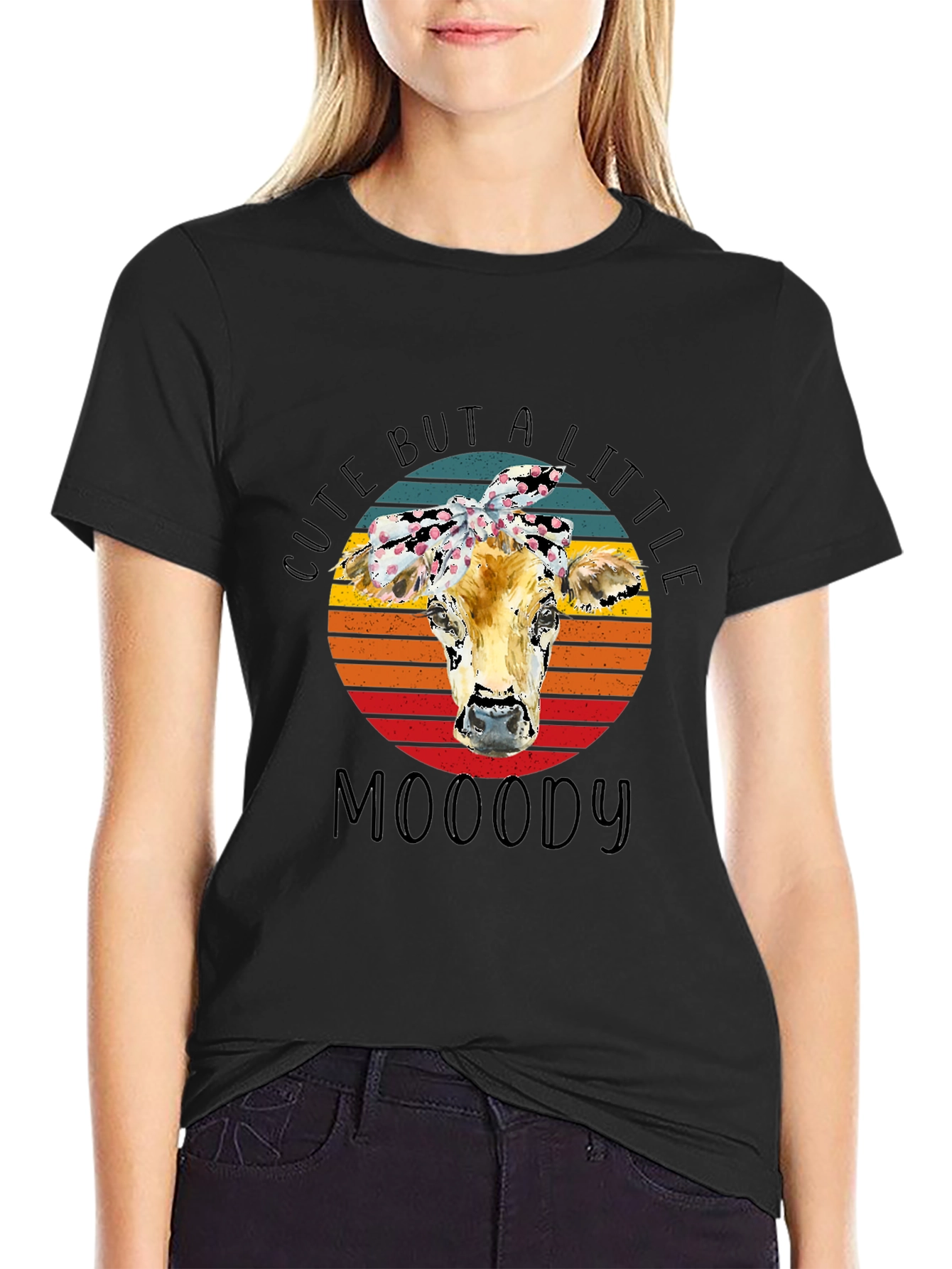 Cute But A Little Moody Cow Graphic Tee