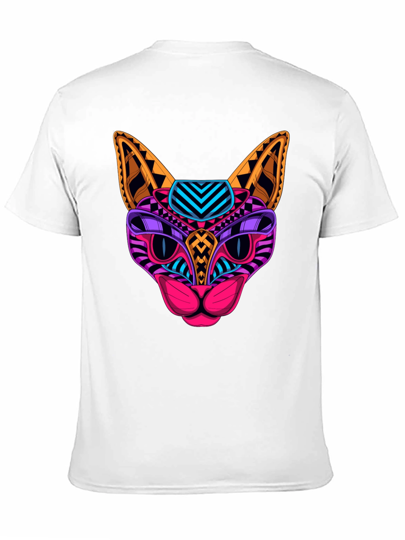 Vibrant Geometric Cat T-Shirt - Unique Design