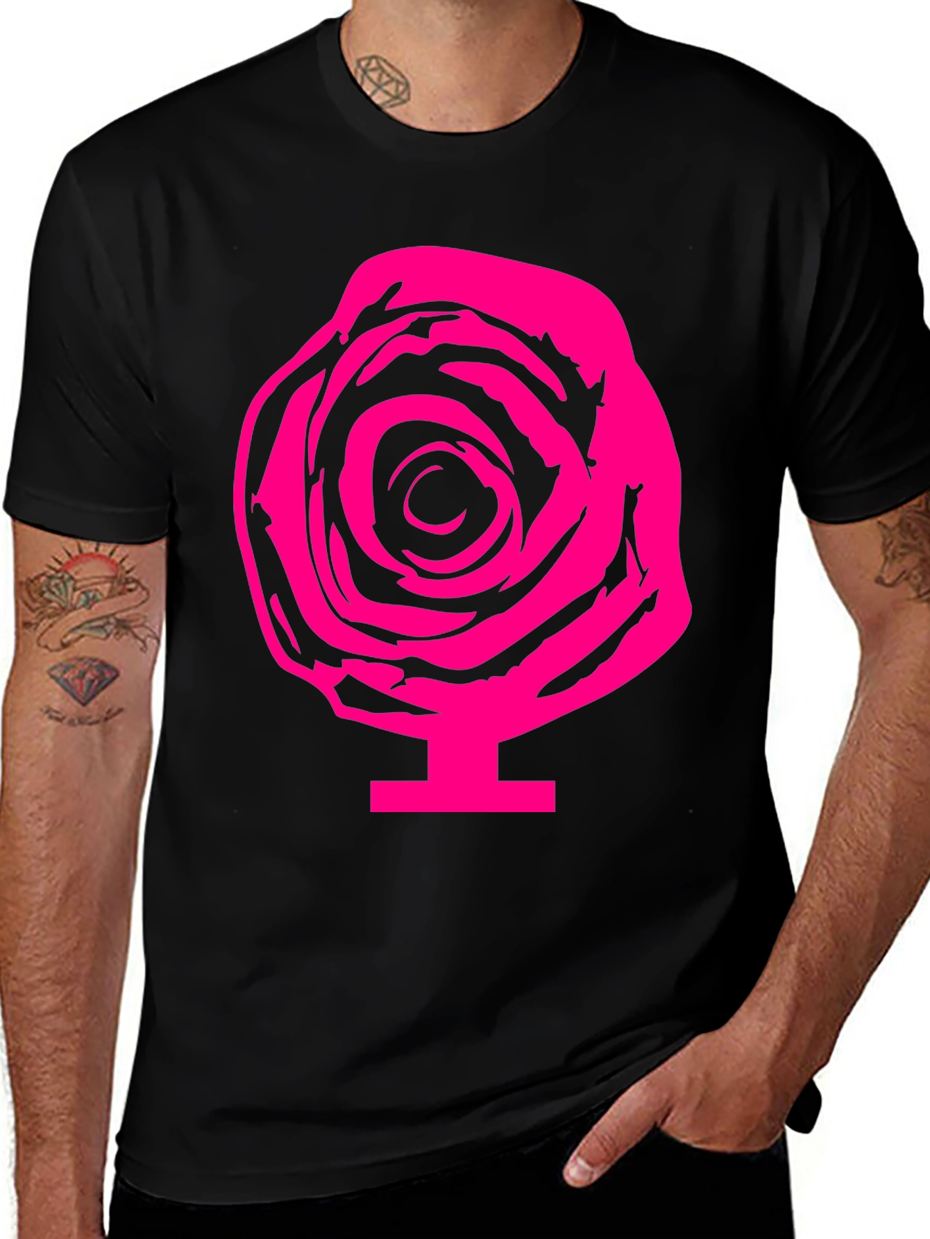 Rose Graphic Tee - Bold & Stylish Black T-Shirt