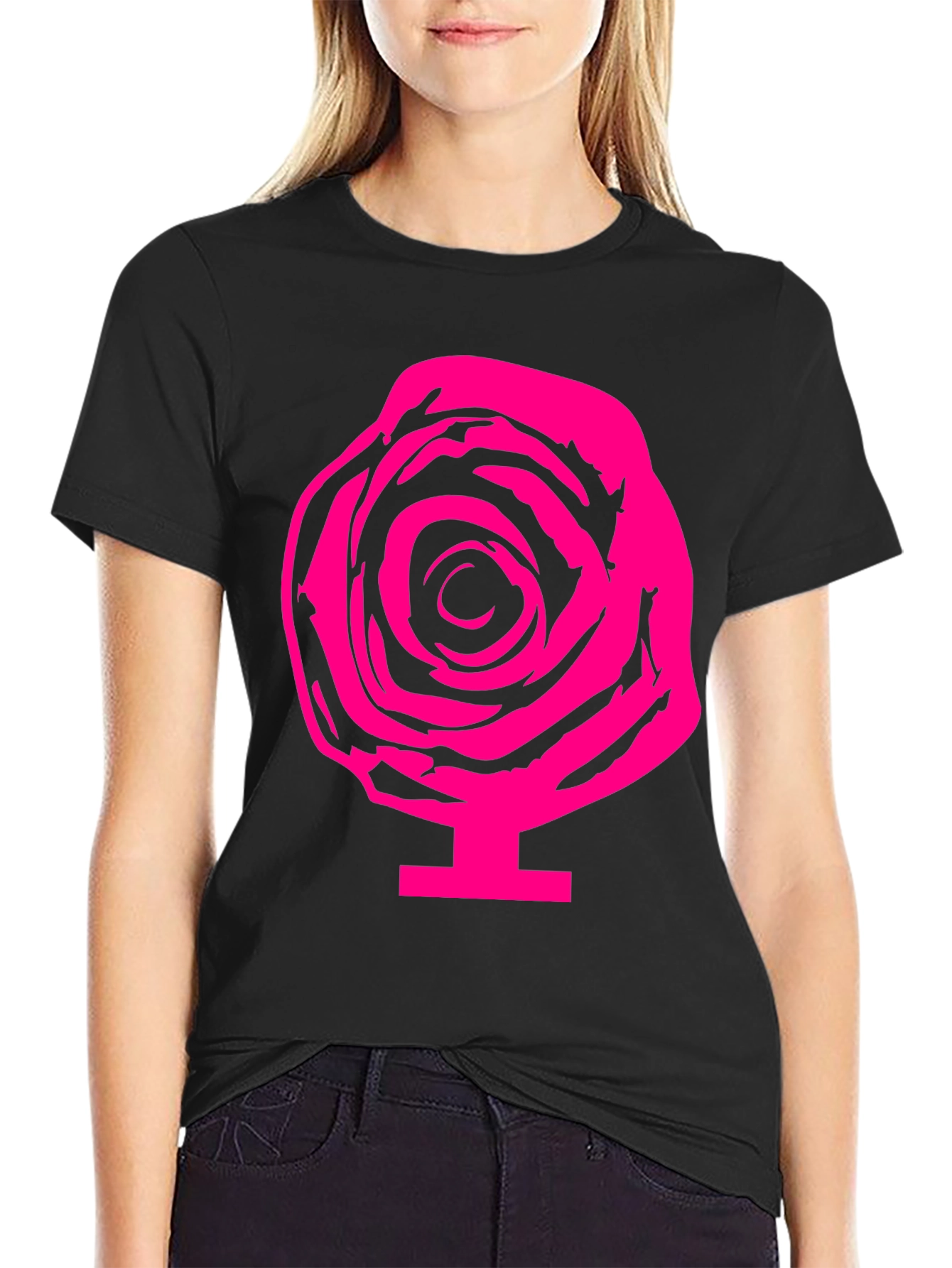 Rose Graphic Tee - Bold & Stylish Black T-Shirt
