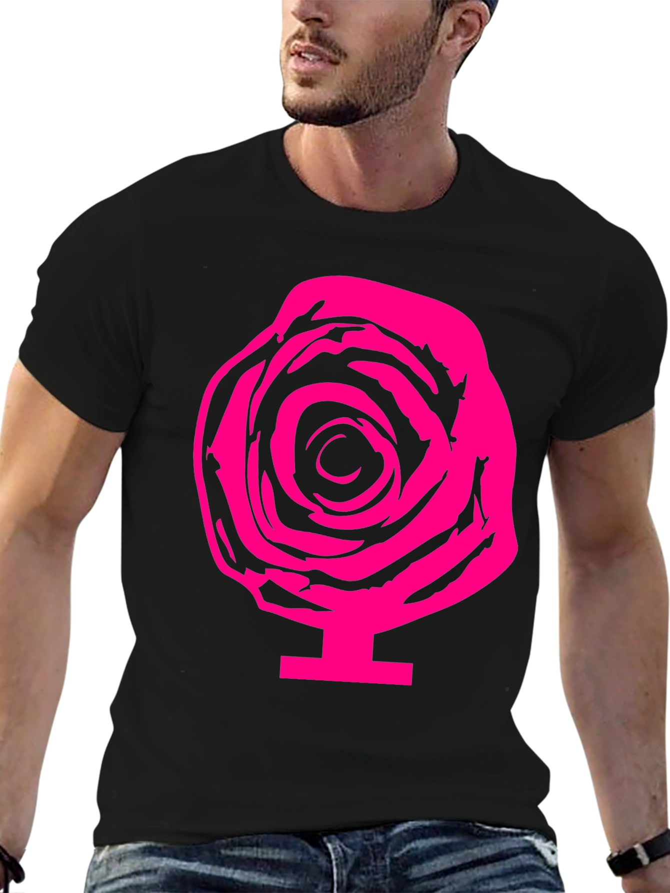 Rose Graphic Tee - Bold & Stylish Black T-Shirt