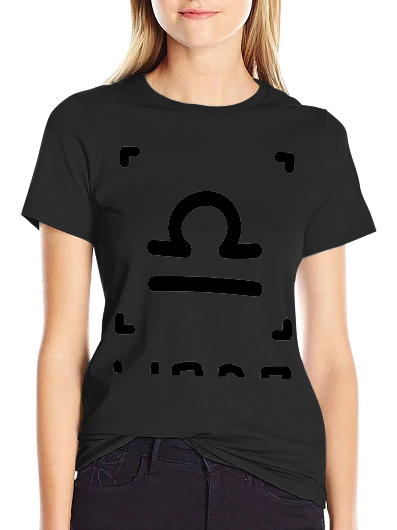 Libra Zodiac Sign Black T-Shirt