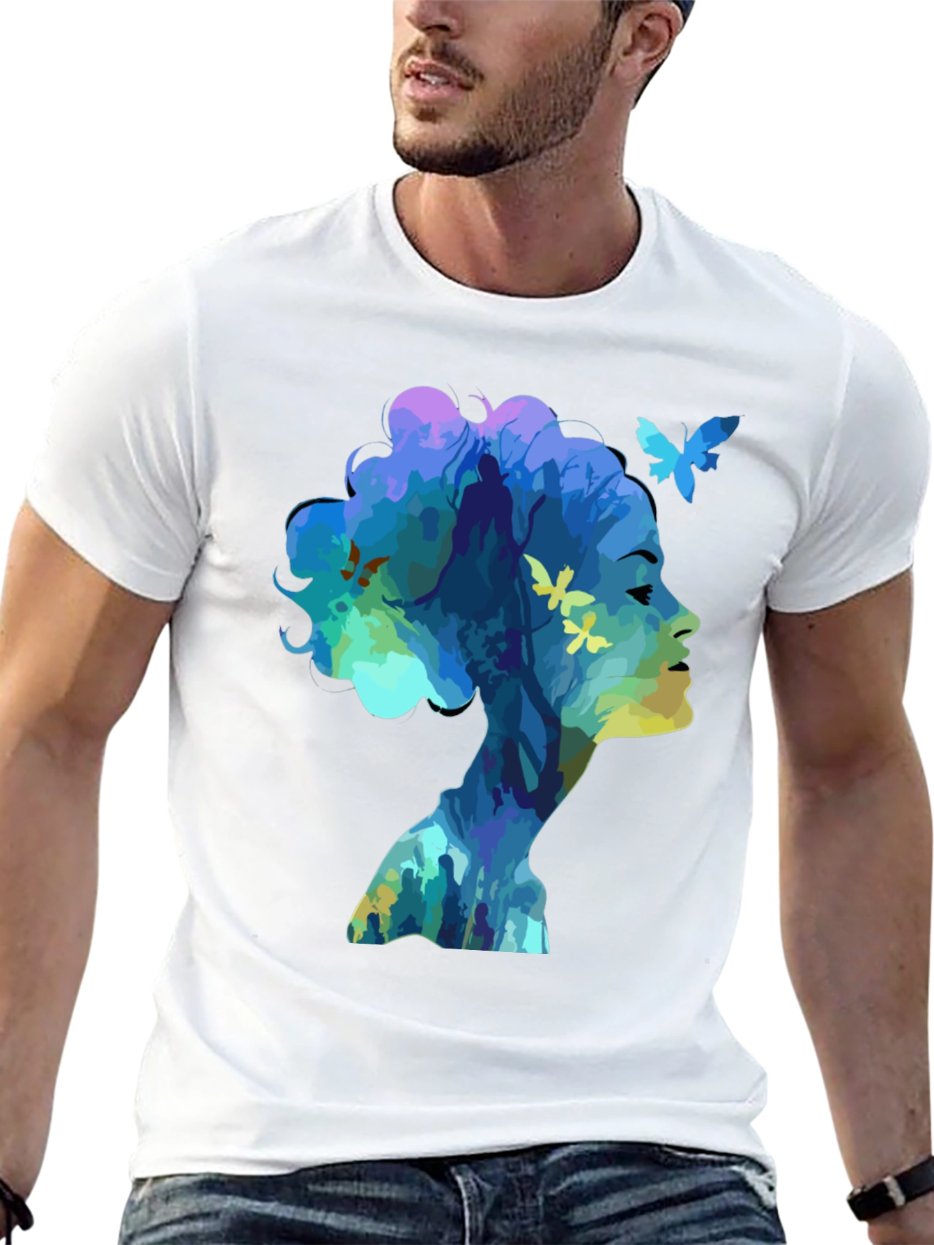 Artistic Silhouette Butterfly Graphic T-Shirt