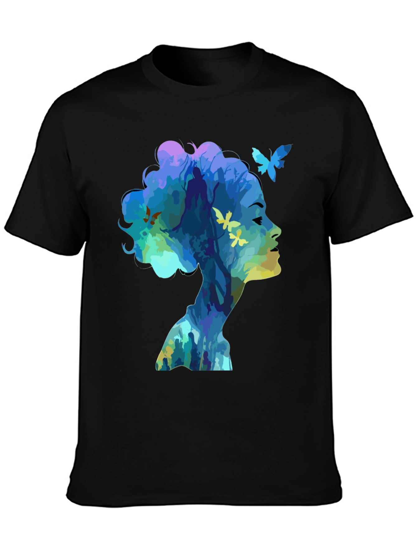 Artistic Silhouette Butterfly Graphic T-Shirt