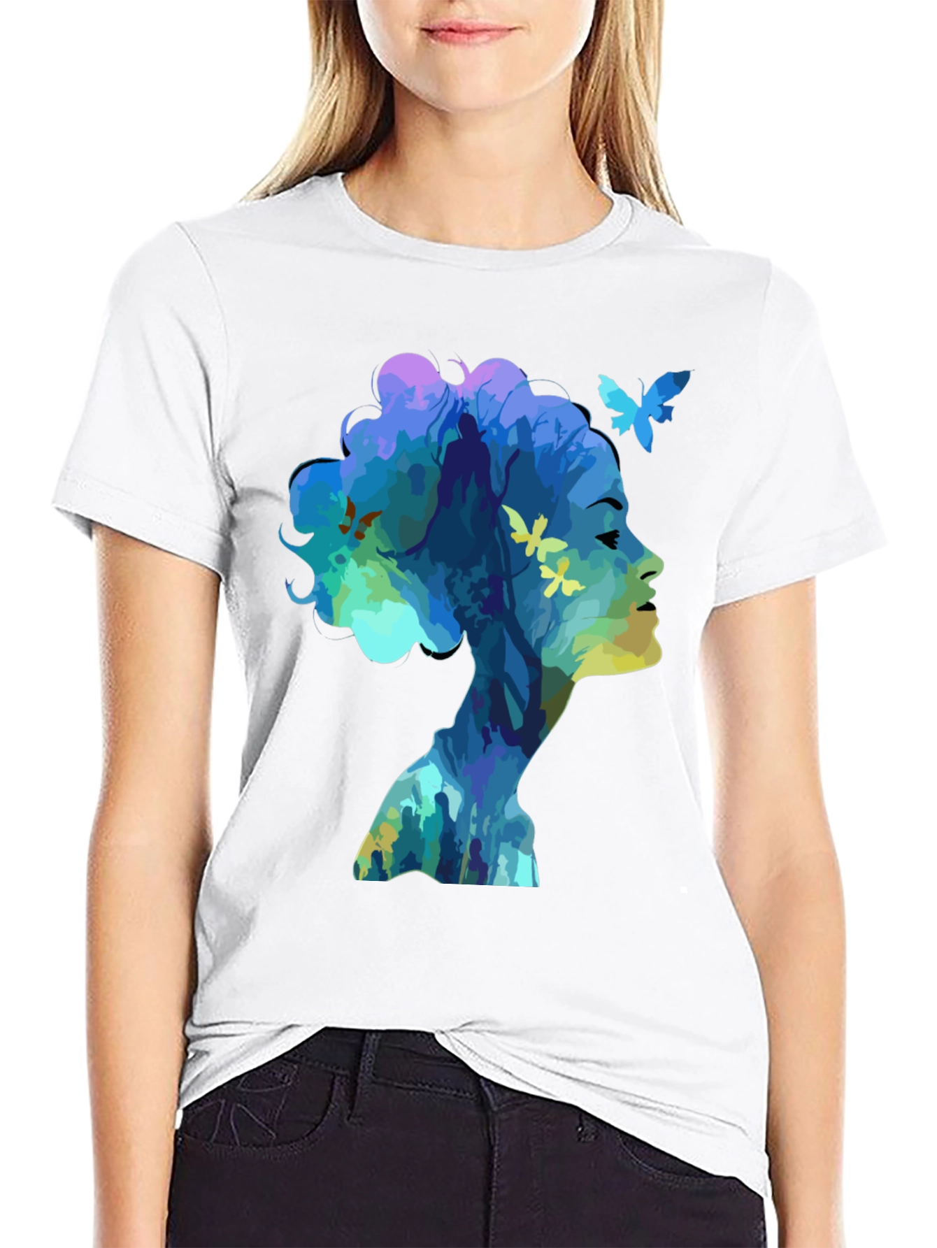 Artistic Silhouette Butterfly Graphic T-Shirt