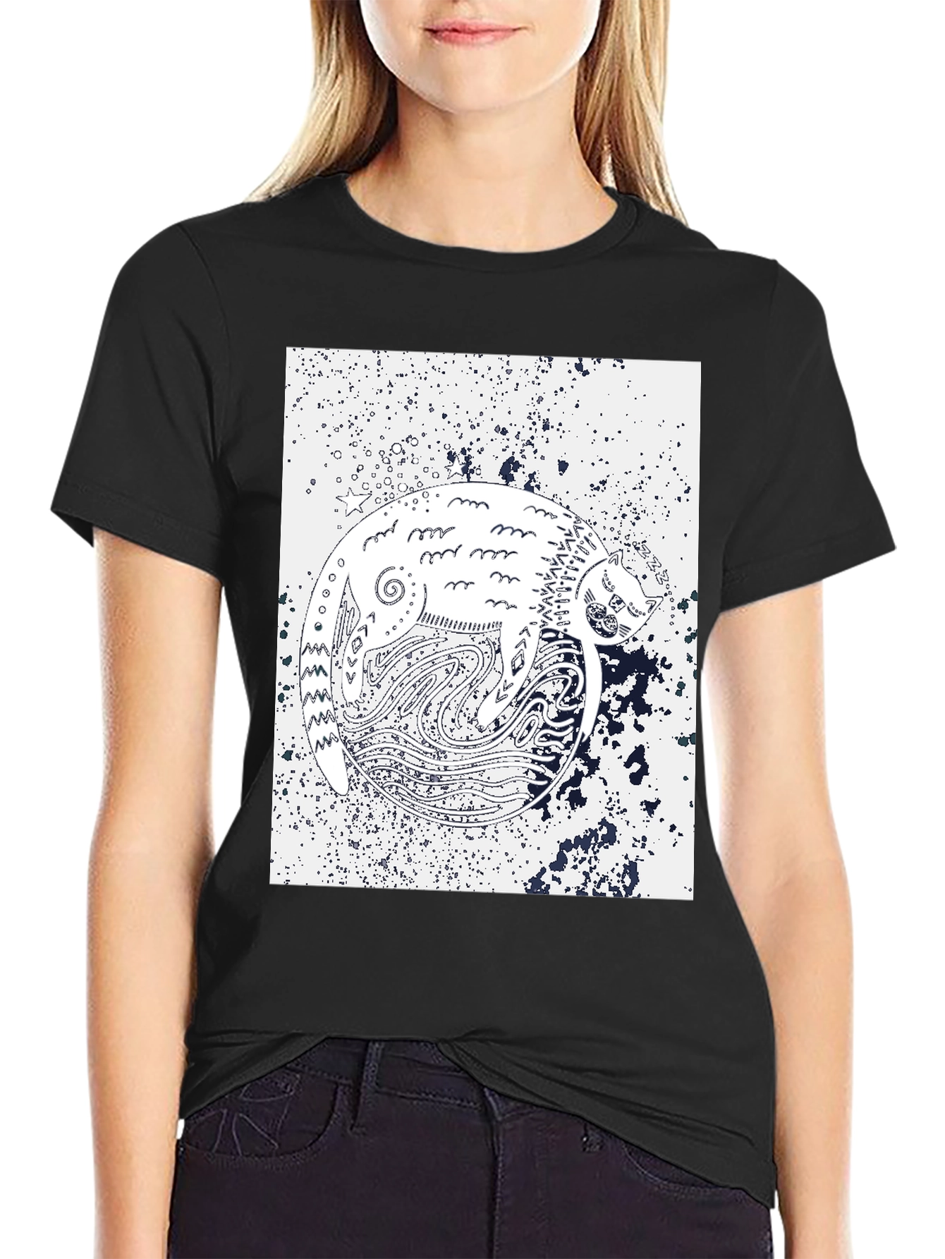 Yin Yang Cat T-Shirt - Unique Graphic Tee