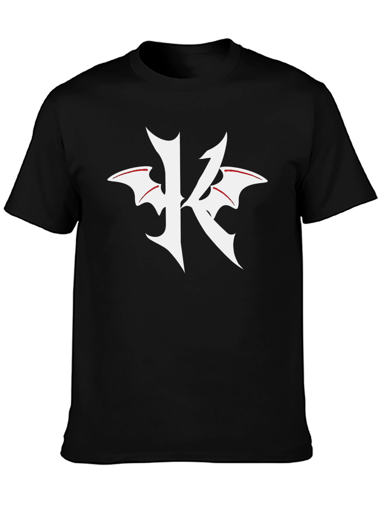 Black T-Shirt with K Bat Wing Graphic