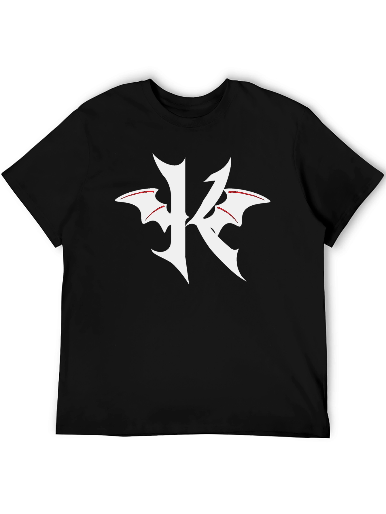 Black T-Shirt with K Bat Wing Graphic
