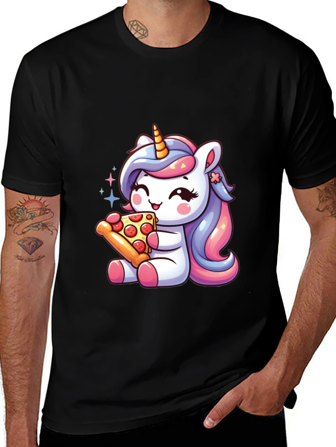 Unicorn Pizza Black T-Shirt