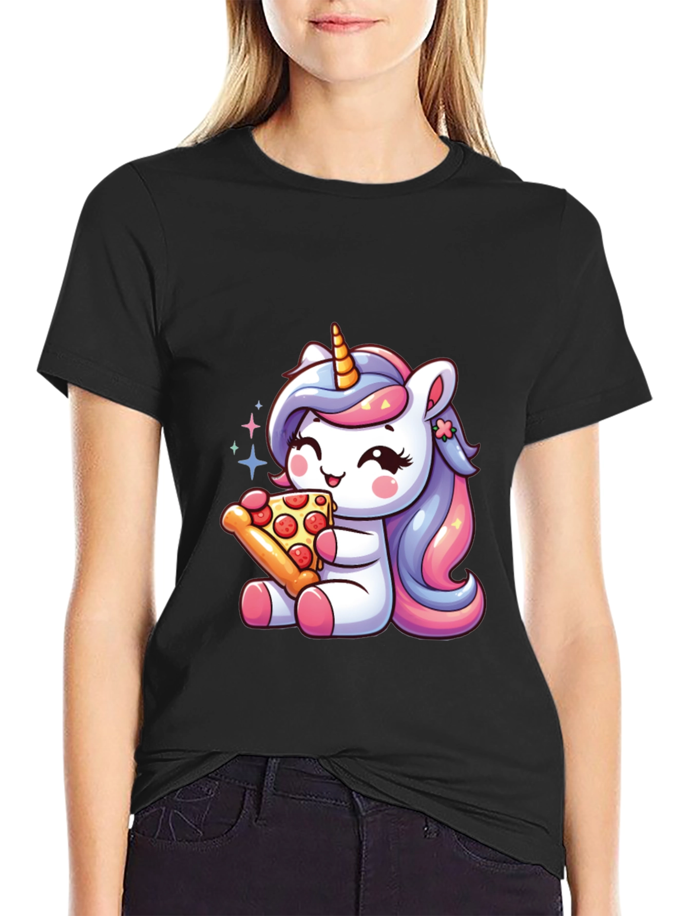 Unicorn Pizza Black T-Shirt
