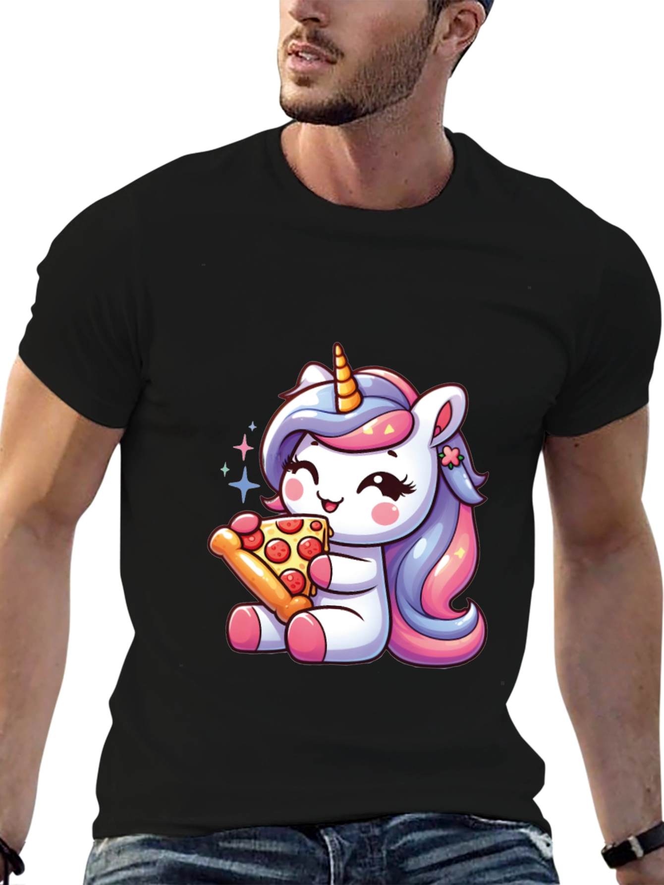 Unicorn Pizza Black T-Shirt