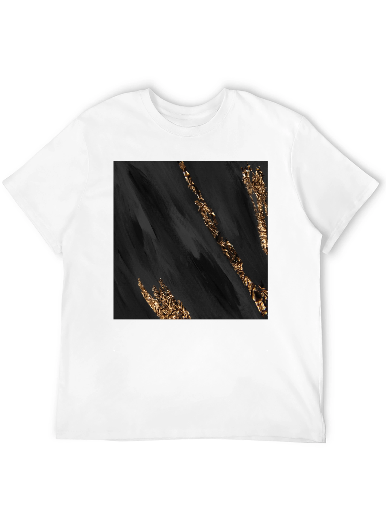 Abstract Gold Streak Black T-Shirt
