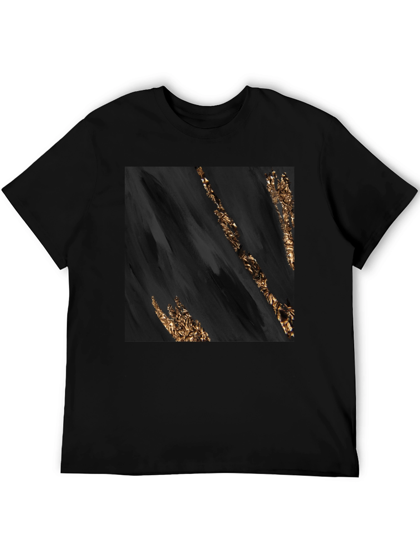 Abstract Gold Streak Black T-Shirt