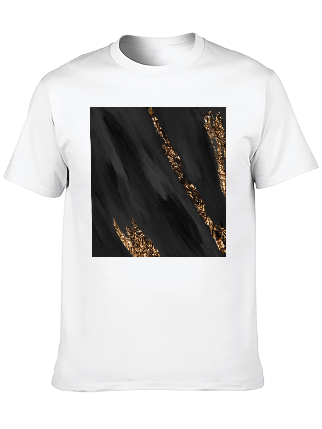 Abstract Gold Streak Black T-Shirt