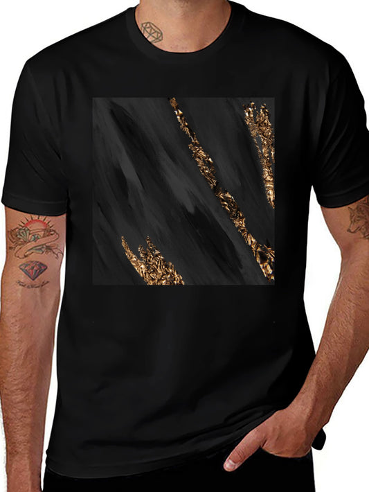 Abstract Gold Streak Black T-Shirt