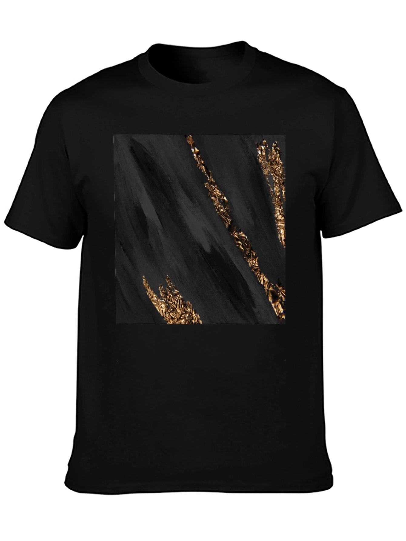 Abstract Gold Streak Black T-Shirt